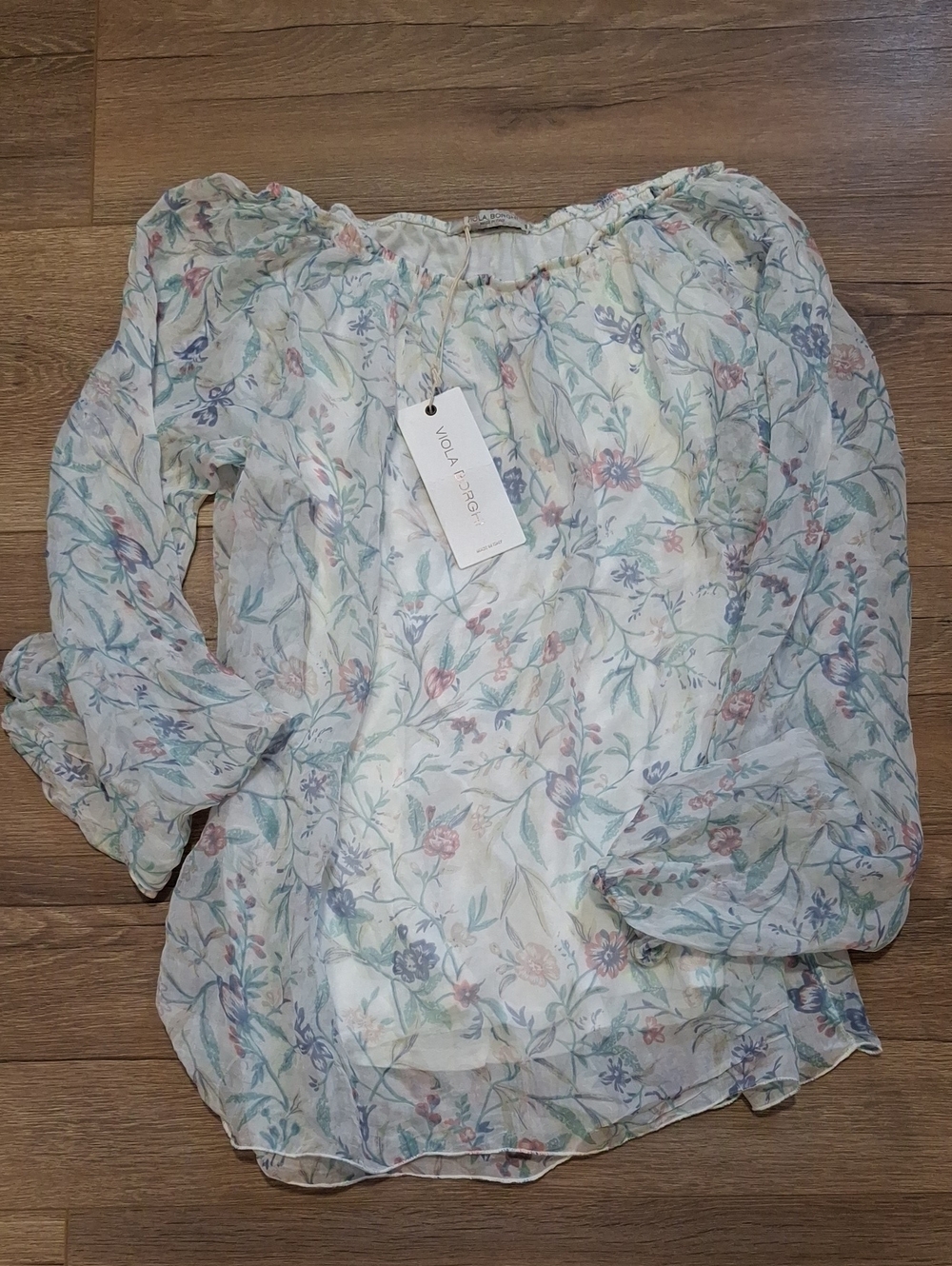 Sheer Pastel Floral Off-Shoulder Tunic - Voila Borghi